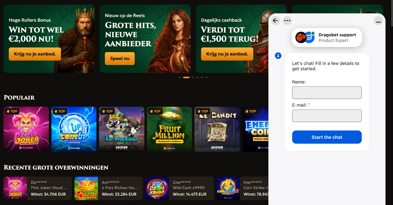 Dragobet Casino klantenservice helpdesk en 24 7 live chat support